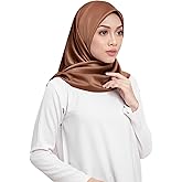 Cslbiuni Elegant Satin Jersey Muslim Hijab Scarf Square Soft Head Wrap Scarves Shawl for Women Girls