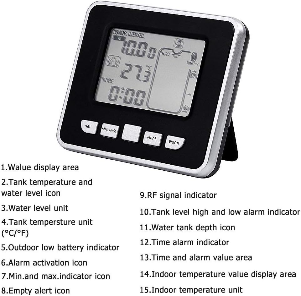 Ultrasonic Water Tank Liquid Depth Level Meter Sensor Gauge with Temperature Display LED Ultrasonic Level Gauge Wireless Tank Level Sensor - Image 4