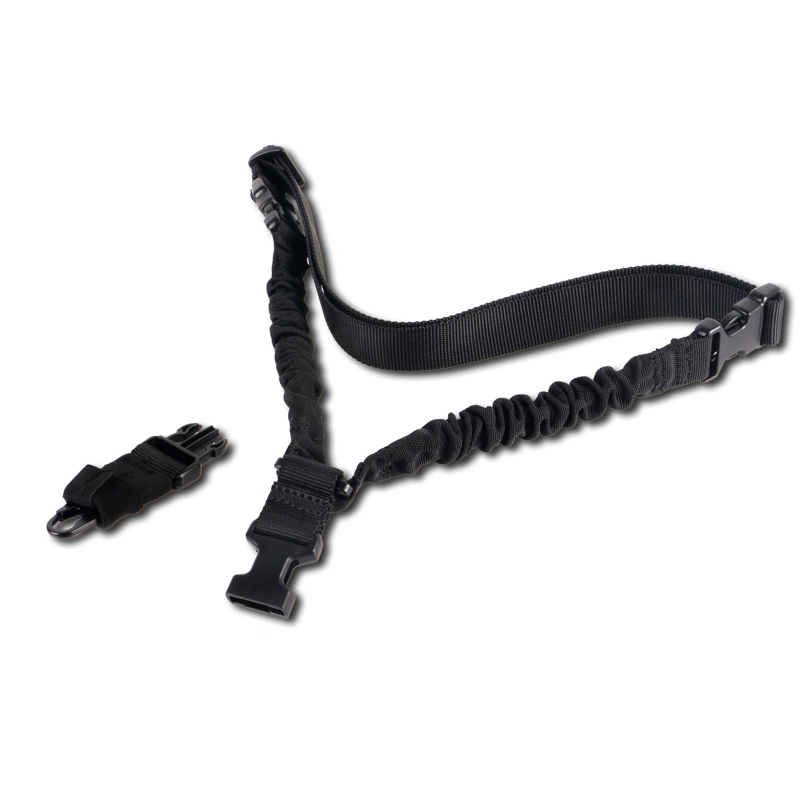 FOCUHUNTER 1-Point Sling QD Sling Quick Adjust Length Strap Nylon Webbing Multi-use Shoulder Durable Sling with Metal Hook for Outdoor Sports (Black)