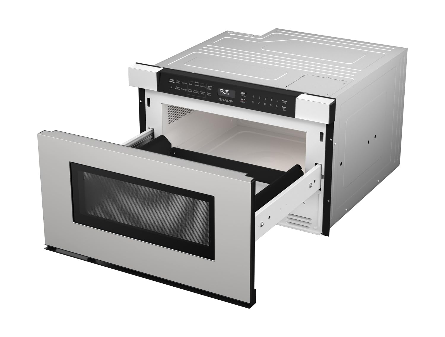 SHARP SMD2440JS Microwave Drawer Oven, 24-inch, 1.2 Cubic Feet, 950 Watt, Angled Touch Control Panel, Stainless Steel