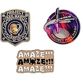 Enamel Pins Set Sci-Fi Gift for Men Women | Sci-Fi Pins, Amaze Quote, Rocky, Spaceship &amp; Mission Logo Badge Set for Backpack, Jacket, Hat, Andy Weir Fans Gift