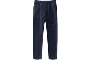 DANUOKU Boys Dress Pants with Elastic Waist, School Uniform Formal Trousers for Kids, Straight Leg Suit Pants with Belt Loops