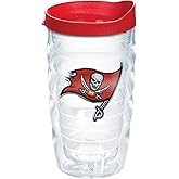 Tervis Made in USA Double Walled NFL Tampa Bay Buccaneers Insulated Tumbler Cup Keeps Drinks Cold & Hot, 10oz Wavy, Primary Logo