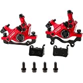 PETCHOR Hydraulic Disc Brake Calipers for MTB Ebike 2PCS Front/Rear Red | Made of Premium Aluminum with Oil-Driven Dual Brake Pads for MTB, Mountain Bike, E-bike and Electric Bike