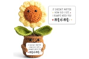 VERYHOMY Christmas Mom Gifts from Daughter Son - Mini Support Crochet Flowers Sunflower, I Always Need You Mom Card - Mother Birthday Gifts, Mother's Day, Christmas Presents for Bonus Step Mama