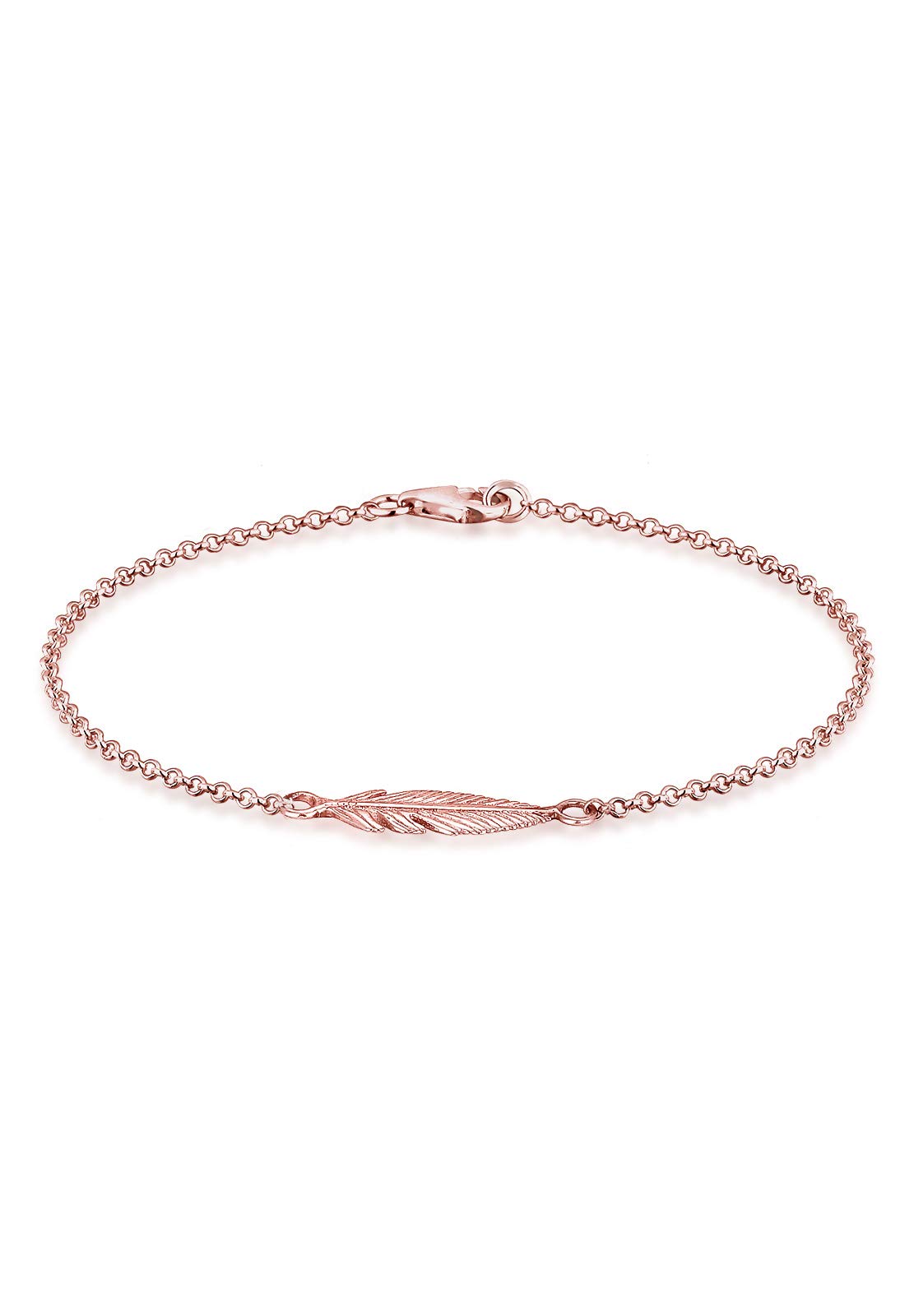 Elli Women's 925 Sterling Silver Xilion Cut Feather Bracelet of Length 18 cm