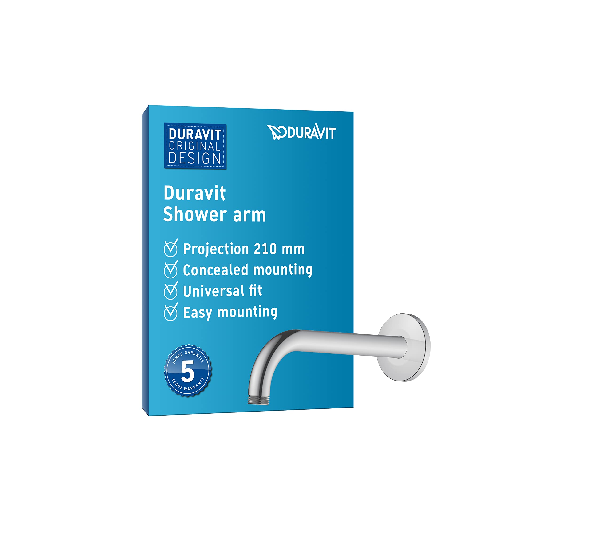 Duravit Universal Shower arm, Shower Faucet Wall mounting, Shower Head 210 mm, Round, Chrome