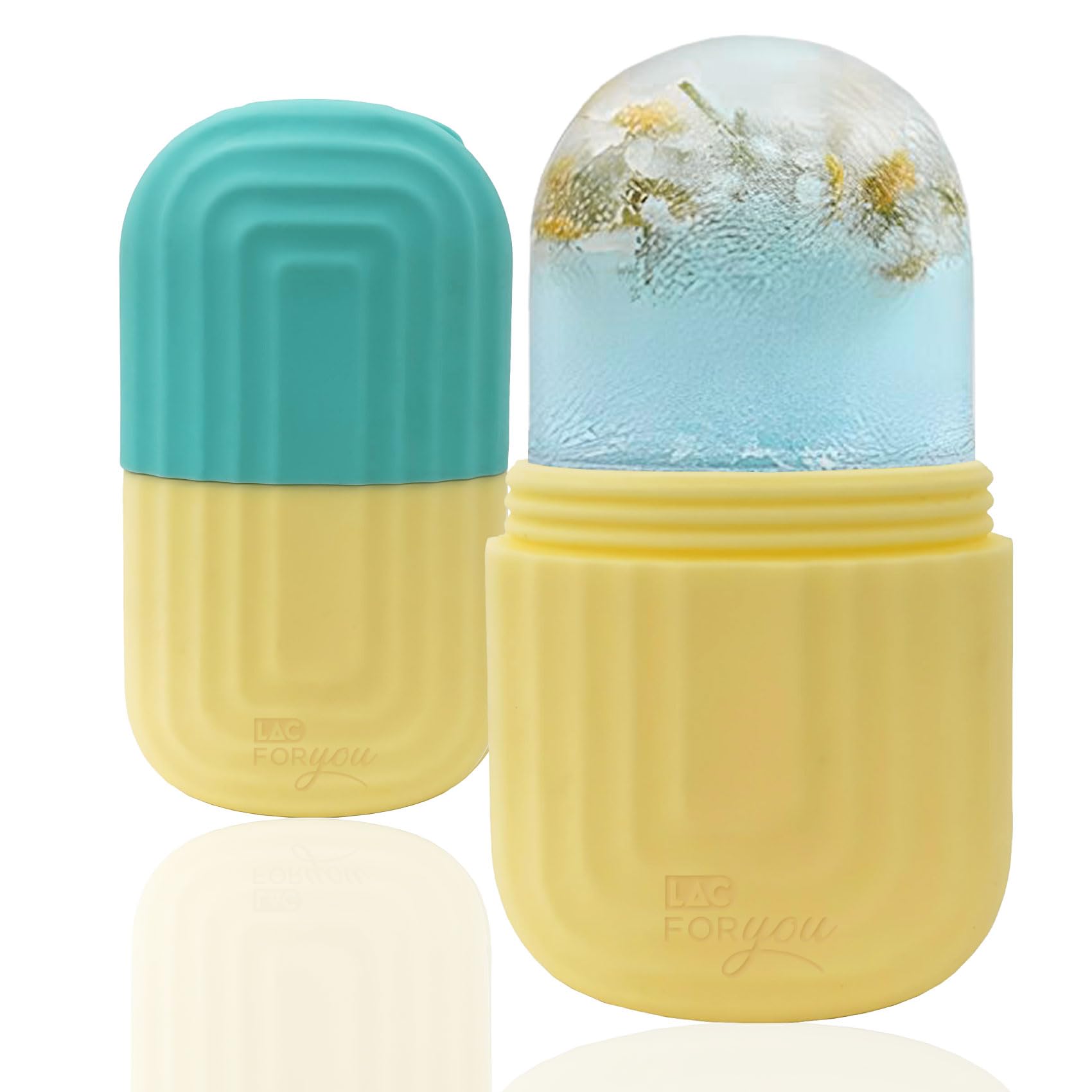 LAC FOR YOU Ice Roller for Face and Eyes - Facial Ice Roller, Cooling Face Tool to De-Puff, Soothe & Tighten, Reusable Silicone Skincare Tool