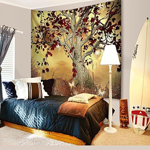 Christmas Decorations Tapestry Wall Hanging by IMEI, 3D Santa Claus Print Fabric Holiday Wall Art Hanging for Living Room Office Dorm and Bedroom (51 X 60 Inch, Elven Floral Tree Holiday)
