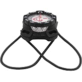 Saekodive Bungee Mount Scuba Dive Compass - Glow Dark, 230ft Waterproof | CE-certified, high-angle tilt, 360&deg; rotating bezel, red lubber line, for Northern Hemisphere, works for diving and kayaking