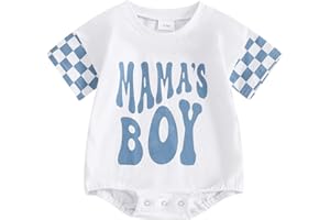Socutebabe Newborn Infant Baby Boy Summer Outfit Mamas Boy Baby Clothes Boy Oversized Romper Shirts Short Sleeve Onesie