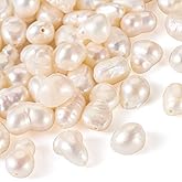 Cheriswelry 50pcs Natural Cultured Freshwater Pearl Beads for Jewelry Making Baroque Keshi Pearl Bead Seashell Loose Spacers 4~13.5mm for DIY Bracelet Necklace Making, Small