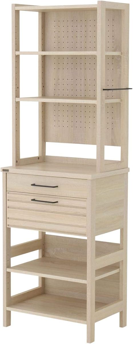 Amazon Co Jp 佐藤産業 Lafika キッチンラック 食器棚 幅60cm 奥行40cm 高さ180cm オークホワイト スリム 可動棚 背面化粧 スチール取っ手 Lf180 60hc Iv ホーム キッチン