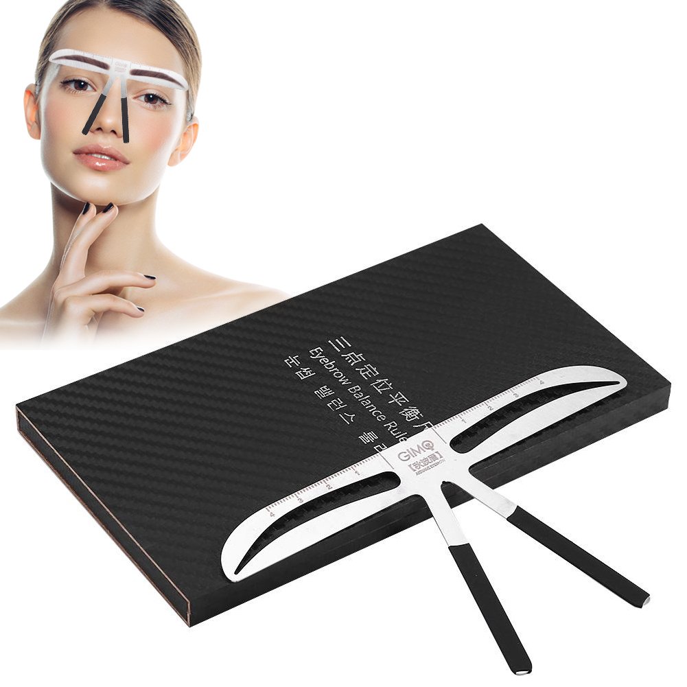 Eyebrow Ruler, Permanent Tattoo Eyebrow Measure Balance Extension Three-point positioning design Ruler Shape Stencil Stainless Steel Makeup Tool(Akinami Eyebrow)