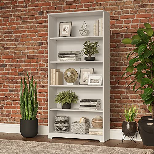 Bush Furniture Cabot Tall 5 Bookcase in White Pricepulse