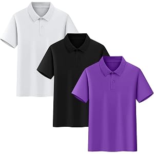 DASAYO 3 Pack Boys Polo Shirt Kids Short Sleeve Button Collared Uniform Shirts Youth Girls Uniforms Back to School Clothes