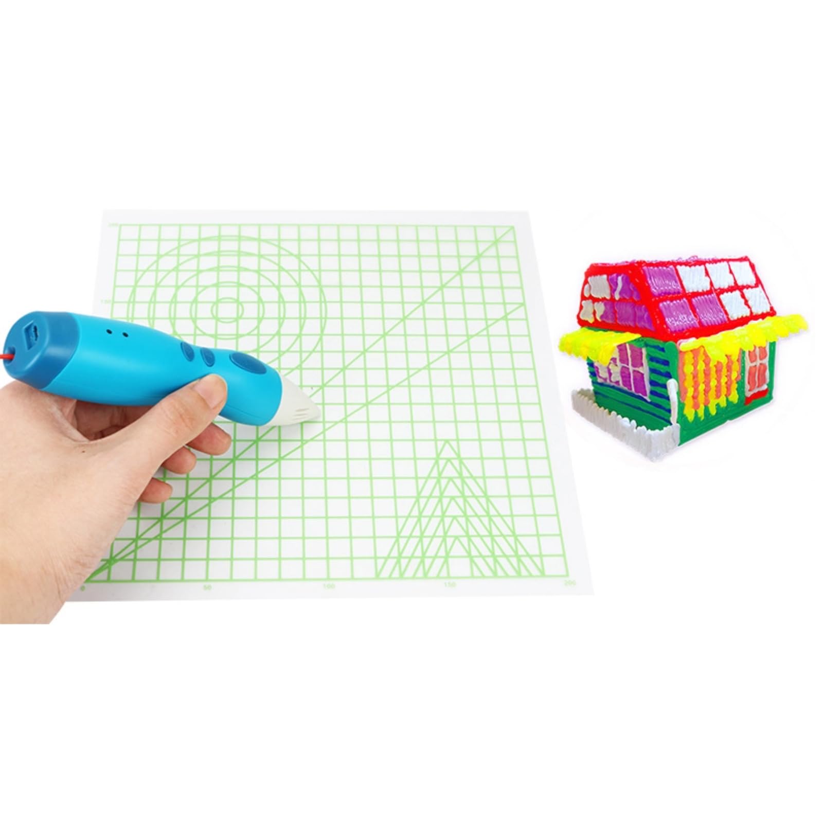 3D Printing Pen Silicone Design Mat, Transparent 3D Pen Mat 8.7 x 8.7in, Flexible Two-Sided Heat-Resistant Silicone, 3D Pen Accessories, DIY Drawing Template Pad Children Educational Toys