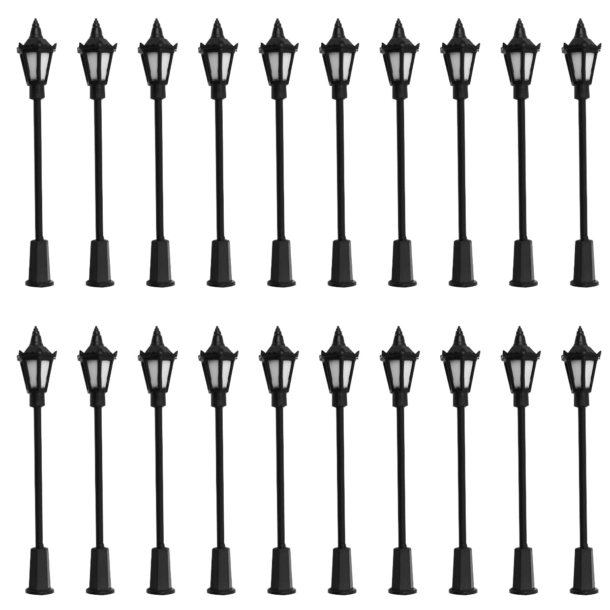 WANGCL 20PCS Plastic LED Mini Lamppost Street HO OO Scale 1/100 for Sandboxes Miniature Gardens Cities Model