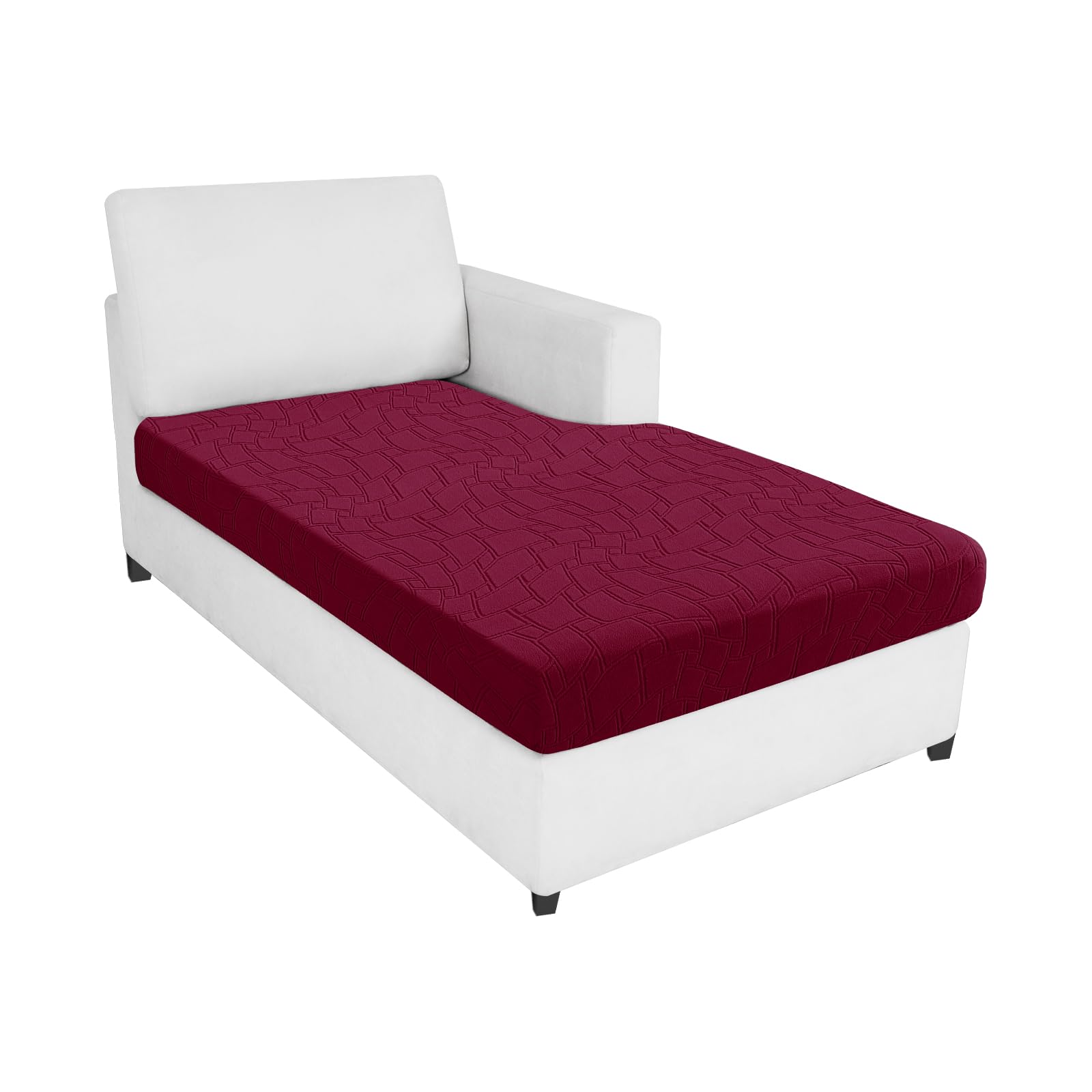 MAXIJIN Waterproof Sofa Seat Cushion Cover Jacquard Fabric Sofa Seat Cover for Sofa Cushion L Shaped Chaise Longue Furniture Protection (Wine Red, Chaiselounge)