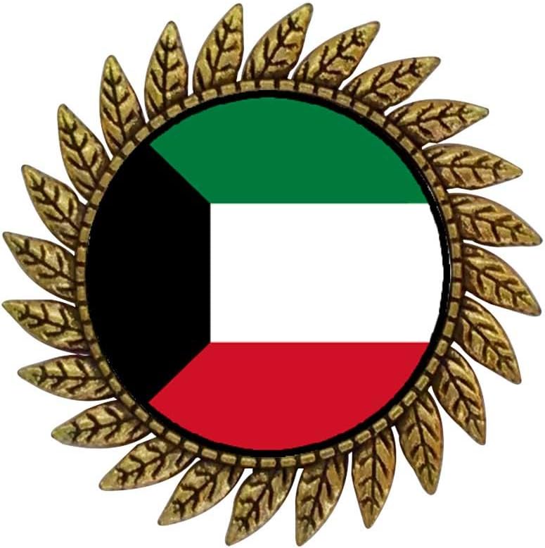 Ancient Style Gold-Plated Kuwait Flag Hot Style Gear Round Pin Brooch