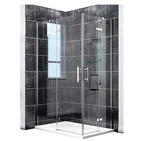 Duschkabine Eckeinstieg 90 x 120 x 195 cm mit Pendeltüren (6 mm ESG-Glas)