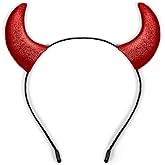 Huachi Devil Horns Headband Red Devil Horn Halloween Headbands, Glitter Halloween Devil Costume for Women Men, Red