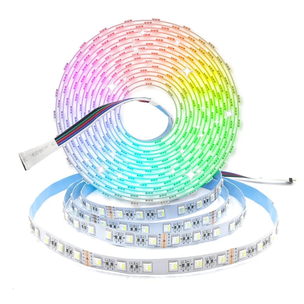 Arotelicht 24V LED Strip RGBCW 5m LED Tape Cool White 6000K 5050SMD 300LEDs Light Strips Decoration Lights Staircase Light, IP20 for Home, Room, Party, Wedding, Indoor Decoration