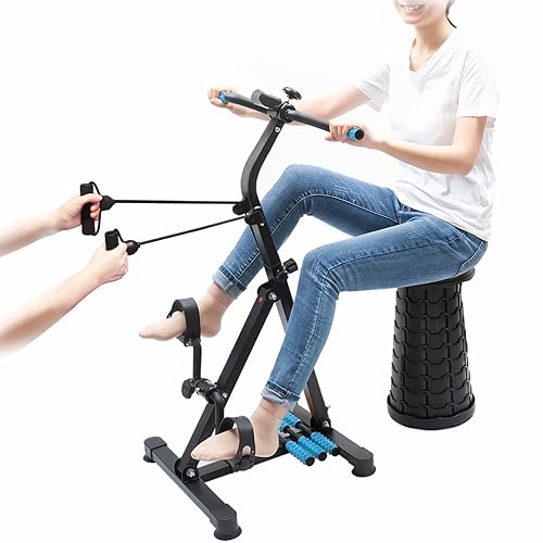 Foldable Pedal Exerciser, Upgraded Under Desk Bike for Arm/Leg