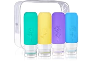 Kitchen GIMS Travel Bottles for Toiletries 3 oz Travel Size Bottles BPA Free Leak Proof Travel Silicone Bottles Travel Liquid Containers for Shampoo Conditioner and Lotion with Toiletry Bag