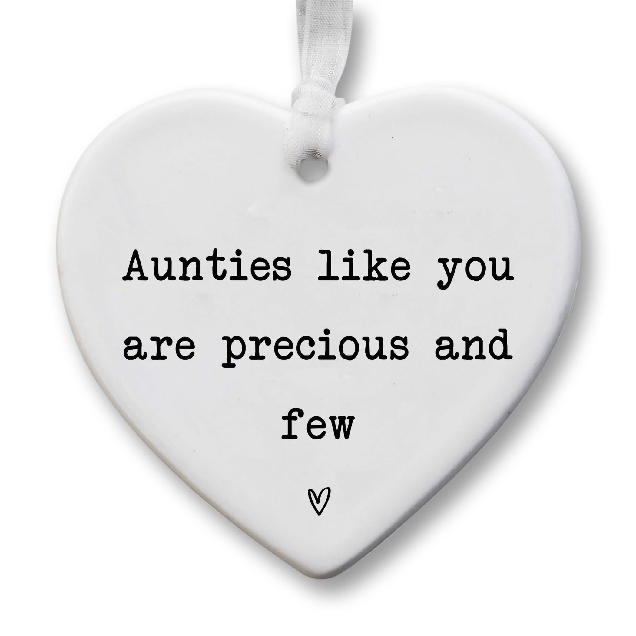 Auntie Gift Ceramic Hanging Heart Plaque (8cm x 7cm) – “Aunties Like You Are Precious and Few” Keepsake – Birthday, for Auntie Ornament