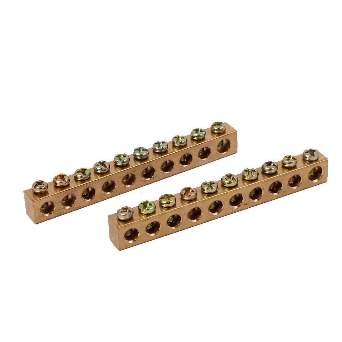 sourcingmap 10 Holes Distribution Cabinet Wire Screw Terminal Copper Neutral Bar 2pcs