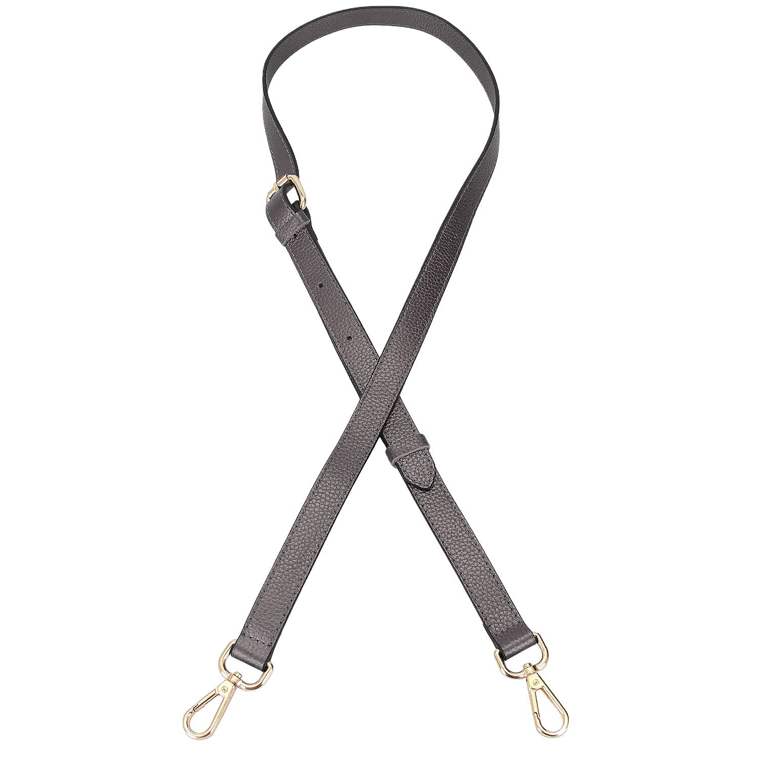 Live Up Full Grain Leather Adjustable Replacement Cross Body Purse Shoulder Strap Handbag Bag Wallet, 2/3” Wide(Silver Gray), Silver Gray, 2/3" x43"-51"(WxL)