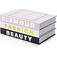 TwoDays Fashion Designer Coffee Table Books for Shelf, Girly Light Pink Room Decor, Luxury Decorative Fake Books. (Set of 3)