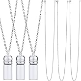 SUNNYCLUE 1 Box 10 Sets Glass Vial Necklace Making Kit Vial Necklaces Bulk Glass Bottle Charm Mini Wish Bottles for Jewelry Making Kits Memorial Keepsake Perfume Hair Mud Supplies