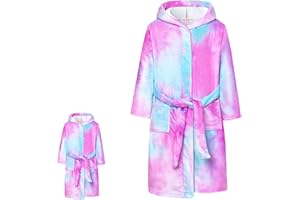 CHILDRENSTAR Matching Girls & Doll Robe Kids Bathrobes Plush Soft Fleece Pajamas Sleepwear