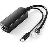 REVODATA 2.5G Type C PoE Splitter 5V/4A, 48V PoE to USB-C 5V/4A 20W Output, 2.5Gbps Ethernet Comply IEEE802.3af/at, Plug and 