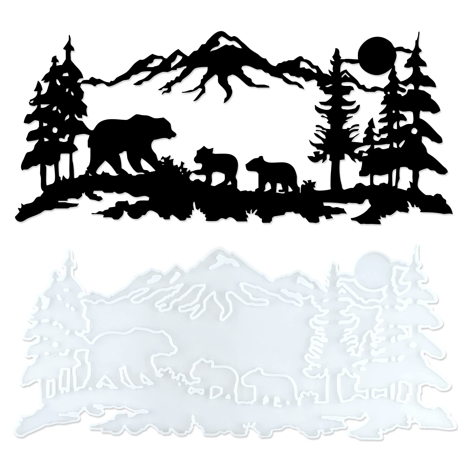 Bear's Family Epoxy Casting Mold for Wall Hanging Mount Decor, DIY Door Art Home Party Unique Decoration, Resin Silicone Mold