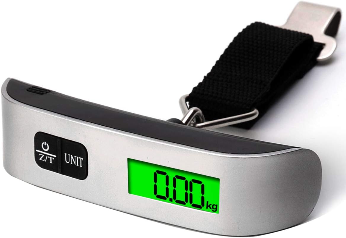 illumafye Digital Luggage Scale, Portable Digital Scale, with Backlit LCD Display, Travel Luggage Scale, Heavy Suspension, with Tare Function (Silver) 110 lb/ 50KG