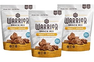 BeeFree Warrior Mix Gluten Free Granola - Chunky Granola Bites | Paleo Granola, Low Carb, Grain Free, Preservative Free, Oat Free | Granola for Yogurt, Low Calorie Snacks | Auggy’s Original Mix, 9 Ounce Bags, 3 Pack