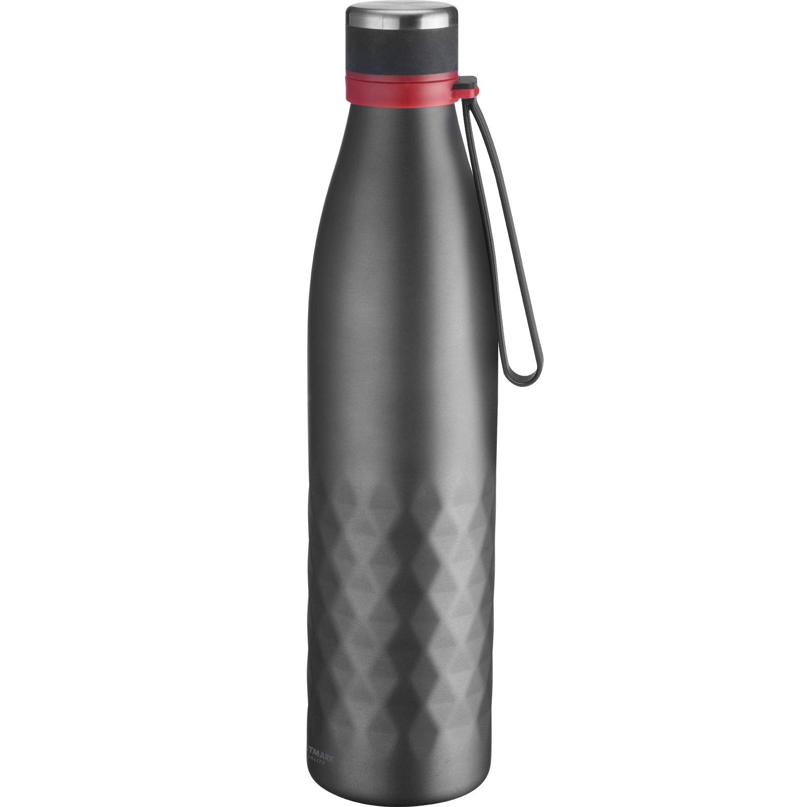Westmark Vacuum Flask, keeps 8 hrs hot/cold, carbonation/acid proof, 1000 ml, stainless steel/silicone/plastic, BPA free, Viva, anthracite/red, 5284226A