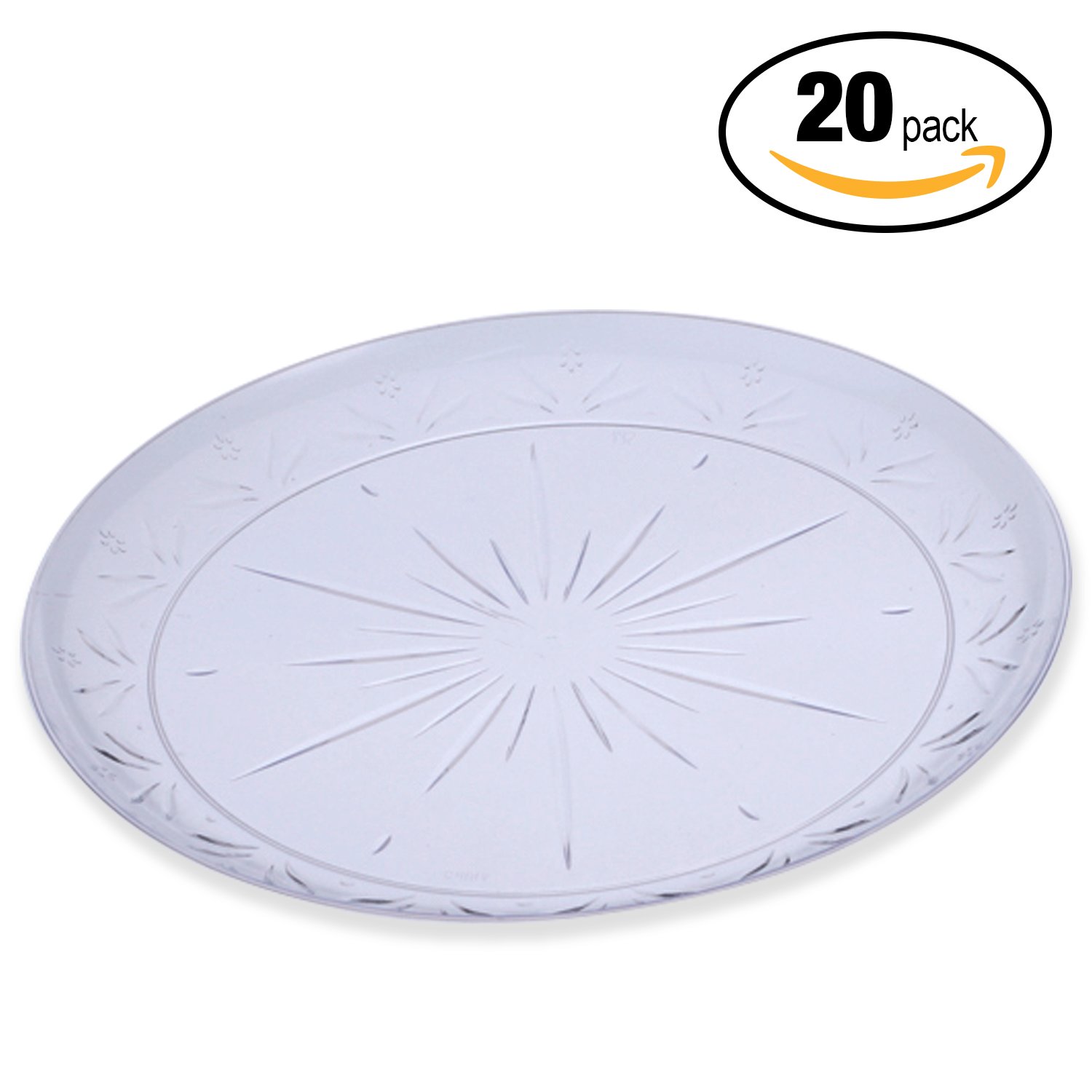 20 Pcs Crystal Clear Hard Plastic Plates (23cm/9") Elegant Party
