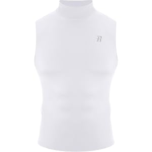 Runhit Men's Turtleneck Compression Tank Top, Sleeveless Mock Neck Shirt, UPF 50+ Athletic Undershirt Football Gym Running