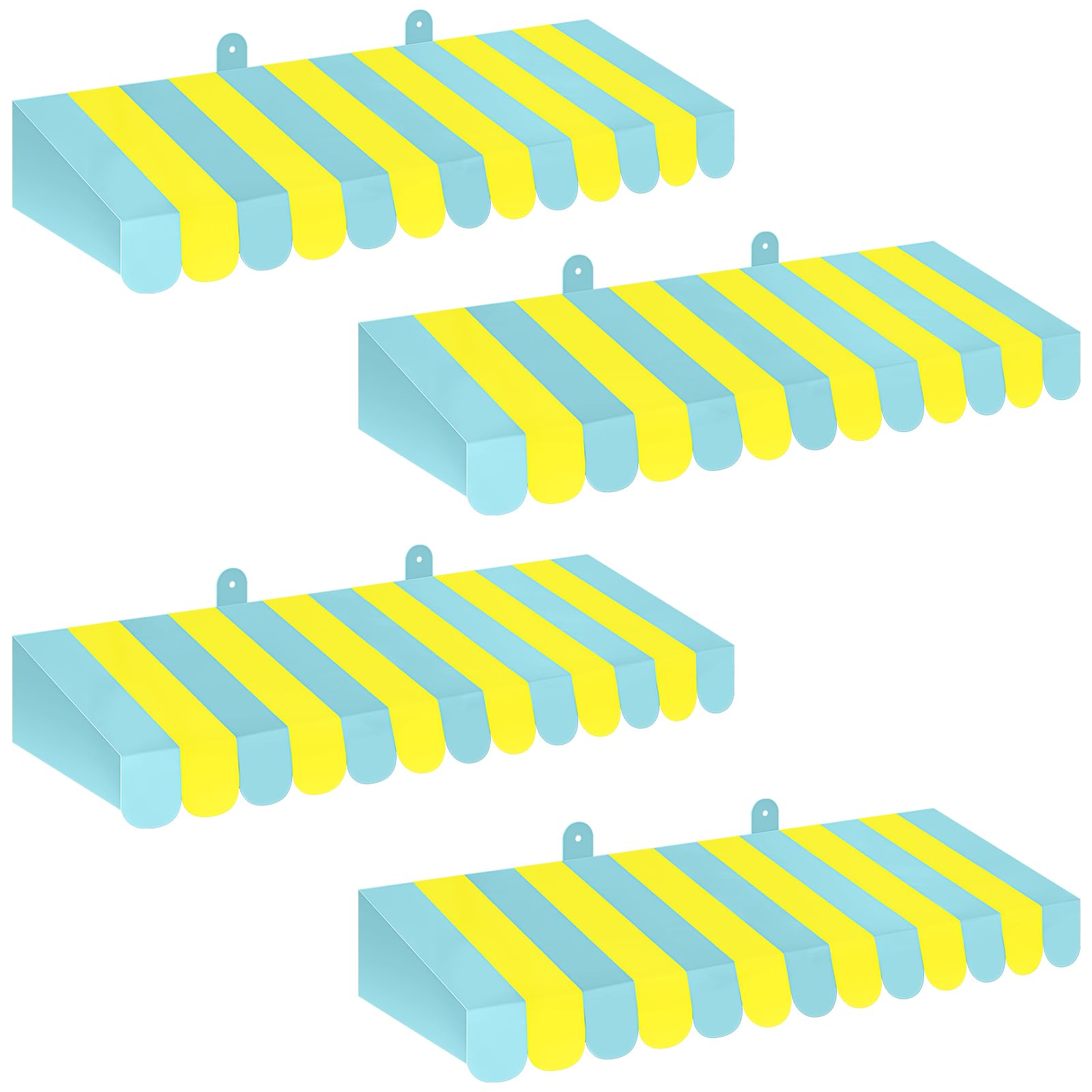 Boao 4 Pack Circus Awning Decoration 3D Stripe Cardboard Awning Carnival Wall Decor Circus Party Favors for Lemonade Stand Bakery Ice Cream Truck Bulletin Board Decor(Yellow and Green)