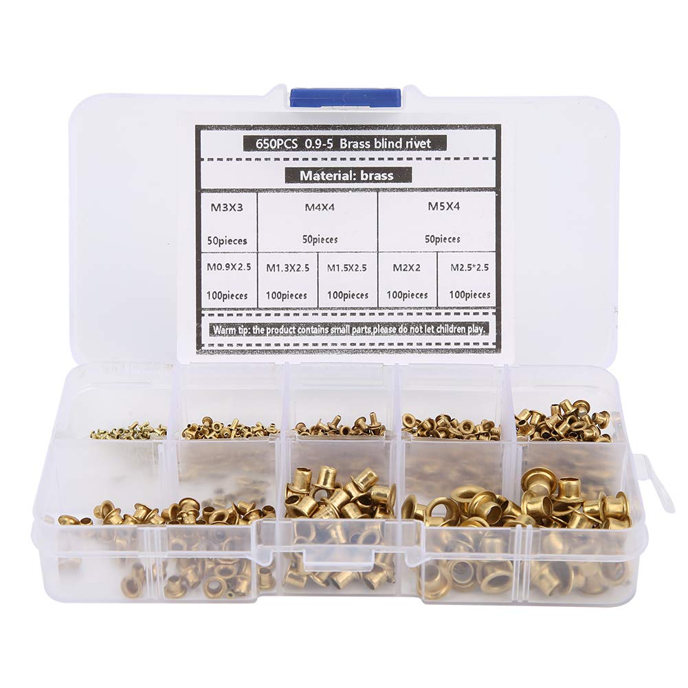 Hyuduo 650Pcs Brass Eyelets Rivets Hollow Metal Buttonhole Classification Kit Hardware Accessories Soft Wire Material Blind Rivets,Rivet
