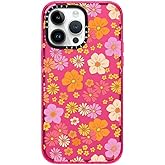 CASETiFY Impact iPhone 14 Pro Max Case [4X Military Grade Drop Tested / 8.2ft Drop Protection] - Retro Boho Hippie Flowers (60s / 70s Floral Pattern on Clear Background) - Bubblegum