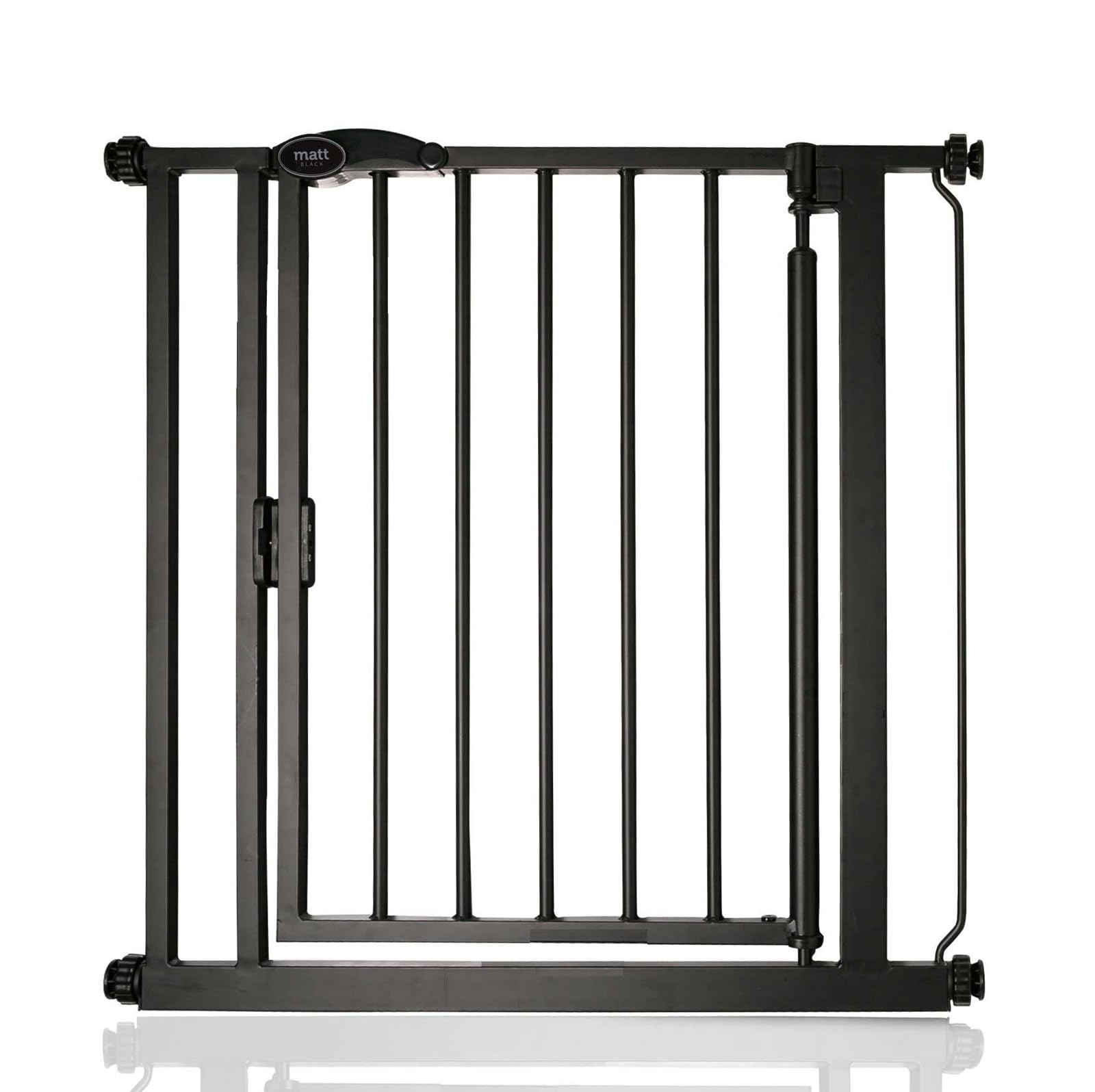 Safetots Pressure Fit Self Closing Stair Gate, 75cm - 82cm, Matt Black, Auto Closing Baby Gate, Safety Barrier for Toddler, Easy Installation
