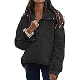 Qesulk Womens Puffer Jackets Lightweight Quilted Pullover Jacket Winter Warm Padded Hoodies Casual Down Jackets Coat Outwear