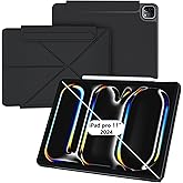 HATOKU Magnetic Case for iPad Pro 11 Inch 2024 5th Generation (M4): Slim Multi - Angle Stand Protective Cover with Pencil Holder - Auto Wake/Sleep (Black)
