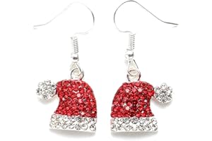 HSQYJ Christmas Dangle Stud Earrings Holiday Party Drop Earrings Enamel Crystal Santa Claus Bell Hat Earring Cute Christmas Costume Jewelry Women