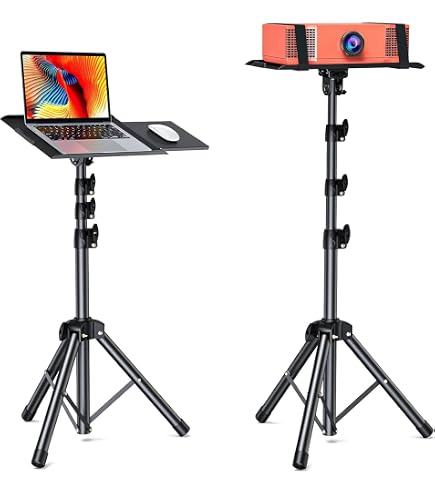 GLEAM Support Projecteur Grand Plateau 39x29 Cm - Hauteur Réglable 60-100 Cm - Pour Ordinateur, Projecteur, DJ